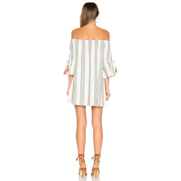 Revolve Tularosa Sara Mini Dress Chambray Striped Off The Shoulder Linen - Picture 16 of 16